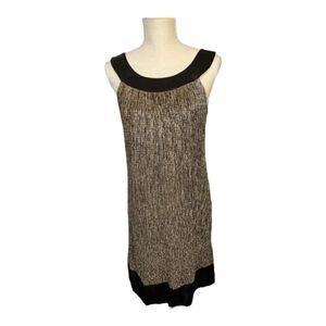 En Focus Studio Size 8 Black And Gold Sleeveless Cocktail Party Shift Dress Tie
